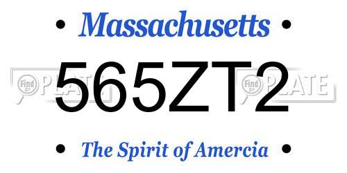 565ZT2 Massachusetts License Plate