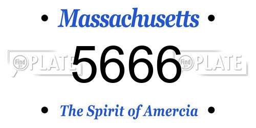 5666 Massachusetts License Plate