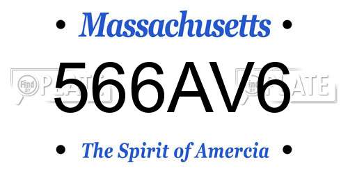 566AV6 Massachusetts License Plate
