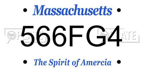 566FG4 Massachusetts License Plate