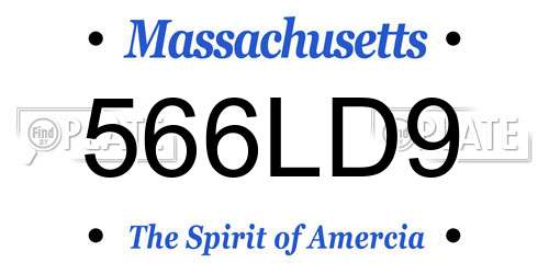 566LD9 Massachusetts License Plate
