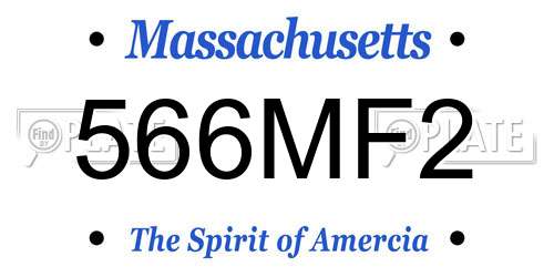 566MF2 Massachusetts License Plate
