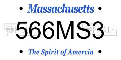 566MS3 Massachusetts License Plate