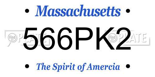 566PK2 Massachusetts License Plate