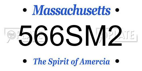 566SM2 Massachusetts License Plate