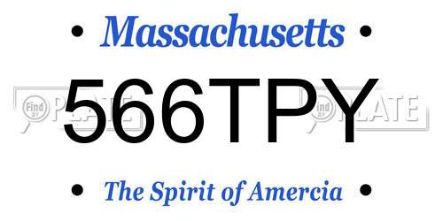 566TPY Massachusetts License Plate