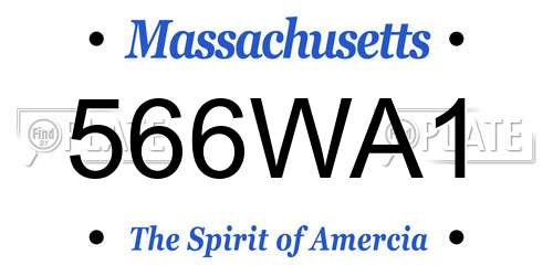 566WA1 Massachusetts License Plate