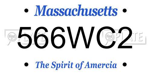 566WC2 Massachusetts License Plate