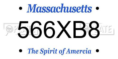 566XB8 Massachusetts License Plate
