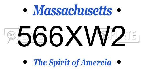 566XW2 Massachusetts License Plate