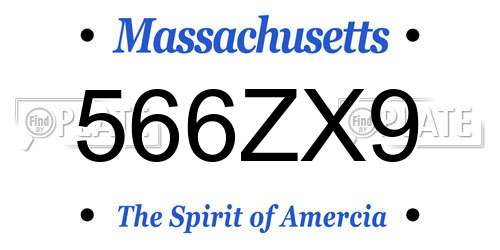 566ZX9 Massachusetts License Plate