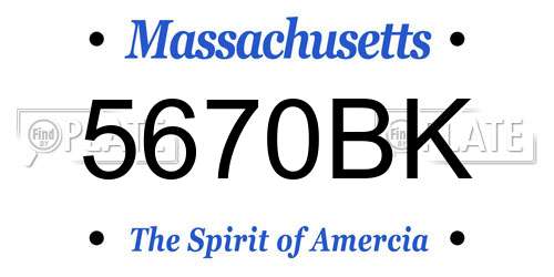 5670BK Massachusetts License Plate