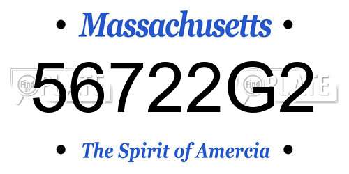 56722G2 Massachusetts License Plate