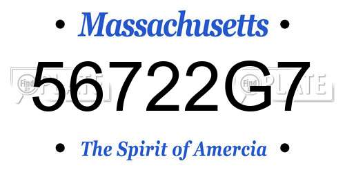 56722G7 Massachusetts License Plate