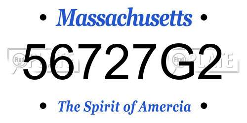 56727G2 Massachusetts License Plate