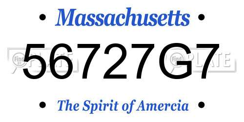 56727G7 Massachusetts License Plate