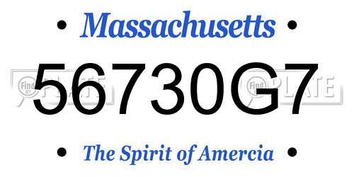 56730G7 Massachusetts License Plate