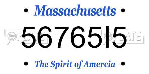 56765I5 Massachusetts License Plate