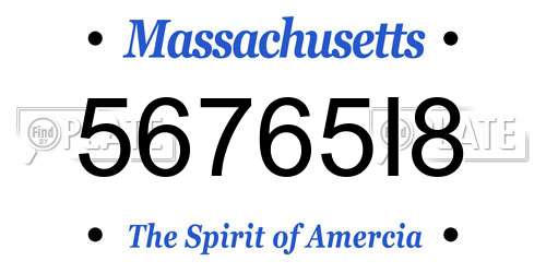 56765I8 Massachusetts License Plate