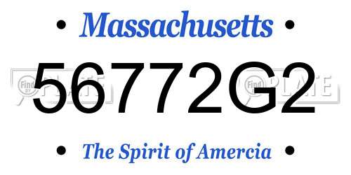 56772G2 Massachusetts License Plate