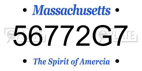 56772G7 Massachusetts License Plate
