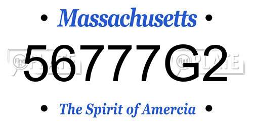 56777G2 Massachusetts License Plate