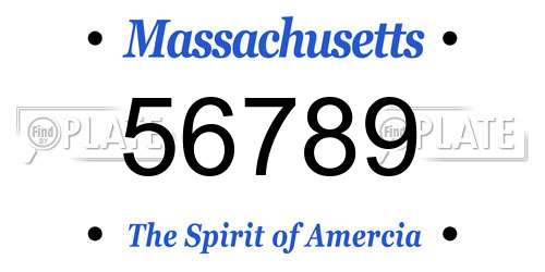 56789 Massachusetts License Plate