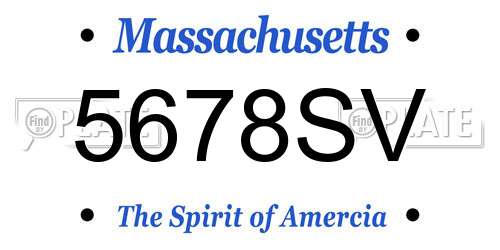 5678SV Massachusetts License Plate