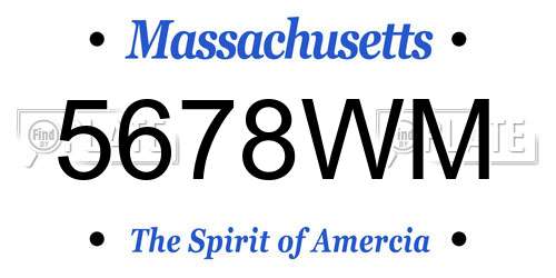 5678WM Massachusetts License Plate