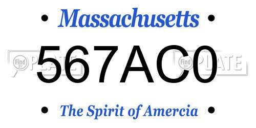 567AC0 Massachusetts License Plate
