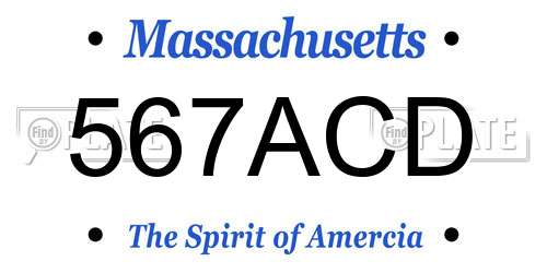 567ACD Massachusetts License Plate