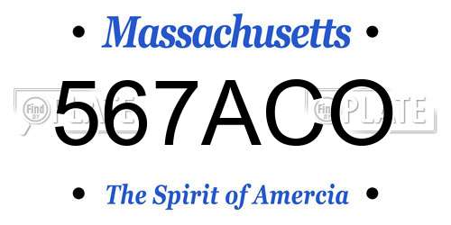 567ACO Massachusetts License Plate