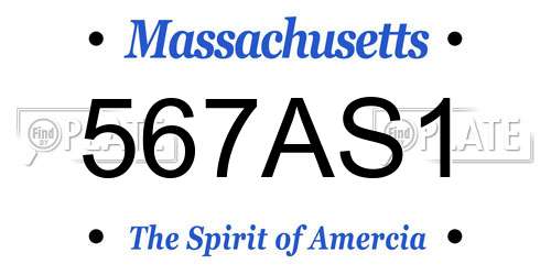 567AS1 Massachusetts License Plate