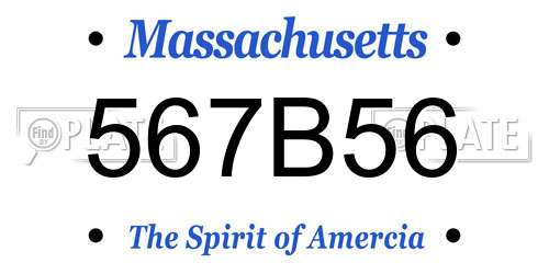 567B56 Massachusetts License Plate