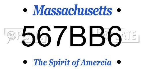 567BB6 Massachusetts License Plate