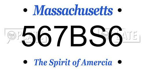 567BS6 Massachusetts License Plate