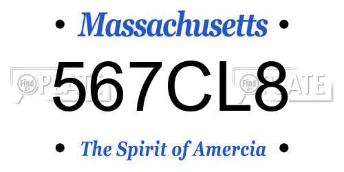 567CL8 Massachusetts License Plate