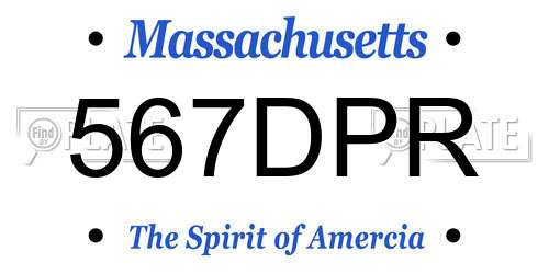 567DPR Massachusetts License Plate