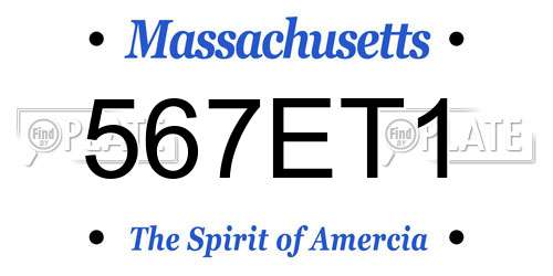 567ET1 Massachusetts License Plate