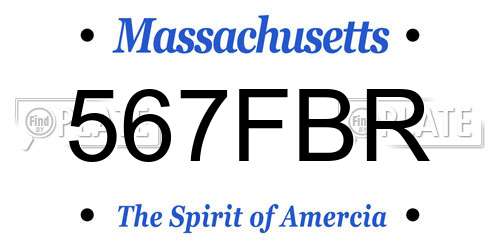 567FBR Massachusetts License Plate