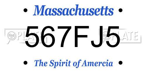 567FJ5 Massachusetts License Plate