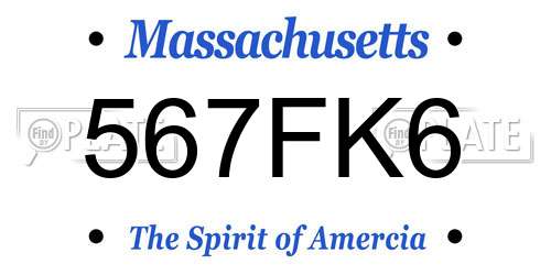 567FK6 Massachusetts License Plate