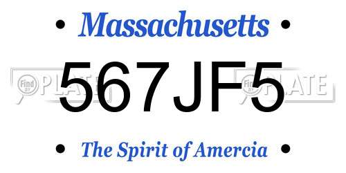 567JF5 Massachusetts License Plate