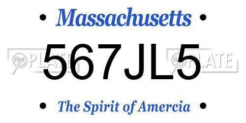 567JL5 Massachusetts License Plate