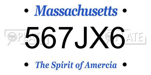 567JX6 Massachusetts License Plate