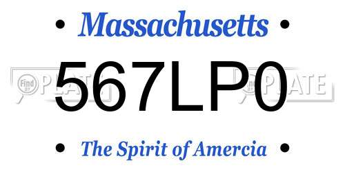 567LP0 Massachusetts License Plate