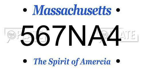 567NA4 Massachusetts License Plate
