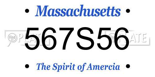 567S56 Massachusetts License Plate