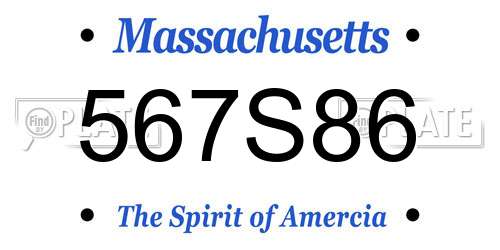 567S86 Massachusetts License Plate