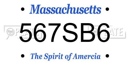 567SB6 Massachusetts License Plate